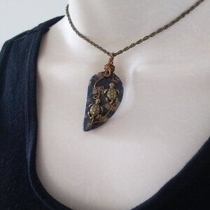 Handmade Turtle Pendant | Unique Plum Jasper Stone | Coastal Grandma |Sea Turtle